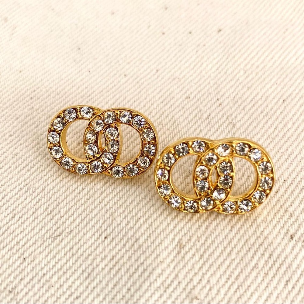 Vintage 80s sparkly goldtone earrings
